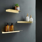 TRUSTMI Floating Shelf Wall Mounted Brushed Gold SUS304 Stainless Steel Storage Shelves for Bathroom Kitchen Bedroom Home Décor, (12 inch x 4 inch), Brushed Brass