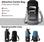 Insulated Water Bottle | Thickened Stainless Steel for Gym and Hiking with Straw, Carrier Bag, Handle Strap | BPA-Free 87 oz