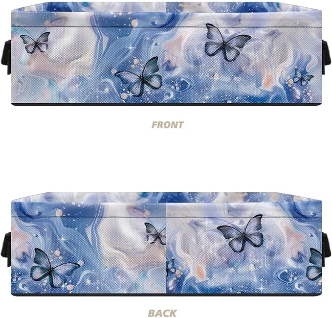 Toilet Paper Baskets Collapsible Storage Bin Rectangular Decorative Basket for Organizing Toilet Paper Basket for Bathroom Living Room Countertop Decor, Butterfly Marble Blue Violet