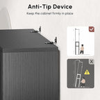 USHOWER Over The Toilet Storage Cabinet, Bathroom Organizers and Storage with Tempered Glass Doors, Thicken Metal Stand & MDF Wood Above Toilet Storage Cabinet, Freestanding Space Saver, Black