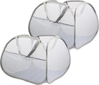 2 Pack Collapsible Laundry Baskets, 90L Large Foldable Laundry Basket, Durable Mesh Pop Up Hampers for Laundry, Dirty Clothes Laundry Hamper for Bedroom, Bathroom, Dorm, Laundry Room, Travel Grey