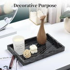 Natural Marble Tray for Bathroom, Genuine Ancient Wood Grain Marble Vanity Tray, Luxury Stone Trays for Dresser, Home Decor, Kitchen, Non-Resin/Non-Ceramic, 12"x 8", Ancient Wood Grain