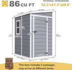 DWVO 5x4 FT Outdoor Storage Shed with Floor, All-Weather Resin Storage Shed with Lockable Door & Window, Waterproof Plastic Tool Storage for Garden, Backyard, Patio, Lawn, Gray
