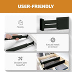 4-Pack Bamboo Drawer Dividers - 2.6" High, 12.5"-17" Adjustable Drawer Organizers for Clothes, Expandable Dresser Separators in Bedroom/Bathroom/Kitchen/Office Organization and Storage (Black)