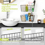 2 Pack Hanging Kitchen Baskets, Adhesive Wire Wall Storage Basket, No Drilling Hanging Fruit Baskets, Cabinet Door Organizer for Kitchen Bathroom Pantry, Upgrade Super-sized Adhesive