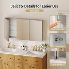 DeerValley Medicine Cabinet with Mirror, 48" W x 26" H Bathroom Mirror with Storage, 3 Doors Frameless Modern Wall Mount Mirrored Medicine Cabinets with 2 Adjustable Shelves DV-1MC0149