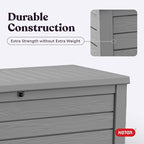 Keter Westwood 150 Gallon Resin Large Outdoor Storage Box for Patio Furniture, Outdoor Cushions, Garden Tools and Pool Floats, Light Grey