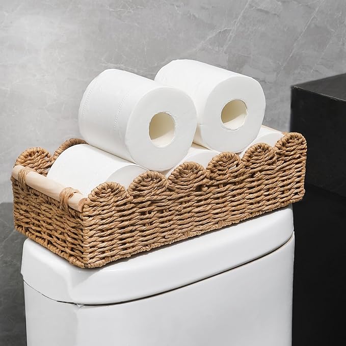 Toilet Paper Storage Baskets, Basket for Bathroom Organizers and Accessories, Decor for Toilet Tanking and Shelves