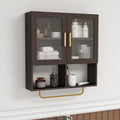 Wall Mounted Bathroom Storage Cabinet Medicine Cabinet with Acrylic Doors & Towel Bar Adjustable Shelves for Bathroom, Laundry Room, Bedroom, Enterway