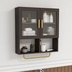 Wall Mounted Bathroom Storage Cabinet Medicine Cabinet with Acrylic Doors & Towel Bar Adjustable Shelves for Bathroom, Laundry Room, Bedroom, Enterway