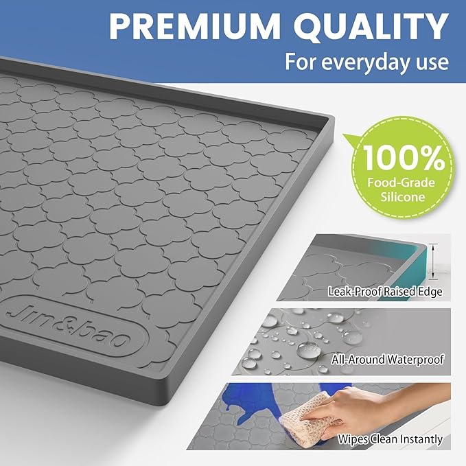 Jin&Bao Waterproof Under Sink Mat 25" x 19", Thick Silicone Mat Cabinet Protector for Kitchen and Bathroom, Shelf Liner, Home Organizer and Storage, Multipurpose Tray for Gadgets and Essentials