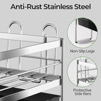 Large 2 Tier Dish Drying Rack, Extendable Dish Rack, Stainless Steel Anti-Rust Dish Rack for Kitchen Counter, Multifunctional Dish Drainer with Utensil & Cup Holder, 13.4"-28.7" L x 11.8" W