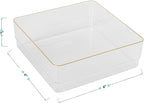 Martha Stewart Kerry Plastic Stackable Office Desk Drawer Organizers, 6" x 6", 4 Pack, with Gold Trim