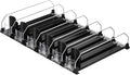 uxcell 6pcs Soda Can Organizer for Refrigerator, Self-Pushing Drink Organizer for Fridge, Width Adjustable Drink Dispenser Beverage Pusher For Pantry Vending Machine, Black