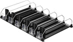 uxcell 6pcs Soda Can Organizer for Refrigerator, Self-Pushing Drink Organizer for Fridge, Width Adjustable Drink Dispenser Beverage Pusher For Pantry Vending Machine, Black