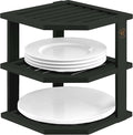 Bambüsi Plate Organizer for Cabinet - Corner Cabinet Organizer and Kitchen Cabinet Organizer Shelf, Kitchen Countertop Organizer for Plates, Dishes and Bowls, Space Saving Corner Rack, Black
