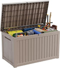 280 Gallon Outdoor Deck Box,Waterproof Resin Outdoor Storage Boxes, Outside Storage Lockable Container for Garden Tools,Indooor Cushions,Accessories (Grey)