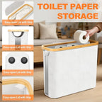 Toilet Paper Storage for 12 Rolls, Stackable & Foldable - The Ultimate Bathroom Organizer - One-Piece Waterproof Basket - Elegant Toilet Paper Storage Holder White