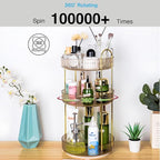 360 Rotating Makeup Organizer - Large Capacity Spinning Perfume & Cosmetic Skincare Holder for Vanity & Countertop (Vibrant Orange, 3 Tier)