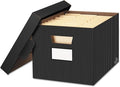 Bankers Box 4-Pack Pinstripe Design, Medium Duty File Storage Boxes with Lids, FastFold Assembly, Letter/Legal, STOR/FILE, (0029803)