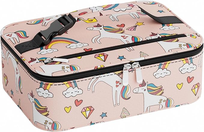 Small Lunch Box Insulated Lunch Bag for Women Men, Bento Kids Lunch Box, Compact Portable Thermal Meal Cooler Bags with Buckle Handle for Work & School, Unicorn 5L