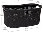 Mind Reader 40L Laundry Basket, Clothes Hamper, Premium Wicker Design, Plastic, Set of 2, Black
