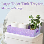 Honeydak Bling Rhinestone Bathroom Basket with Handle 13" x 6" x 3" Toilet Tank Tray, Crushed Diamond Bathroom Decor Accessories, Back of Toilet Storage Organizer, Sparkly Gifts for Women (Purple)