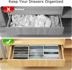 Qozary Jeans Pants Organizer for Closet, 4 Pack Drawer Organizers for Clothing, 5 Grids Wardrobe Clothes Organizer, Jean Organizer for Closet, Deep Drawer, Clothes Organizer for Shirts, Legging