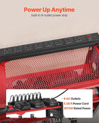 VEVOR Power Tool Organizer with Charging Station, 4-Layer Drill Storage Rack with 8 Drill Holders & Side Pegboard, Garage Tool Organizer Built in 8 Outlet Power Strips for Garage, Workbench, Workshop