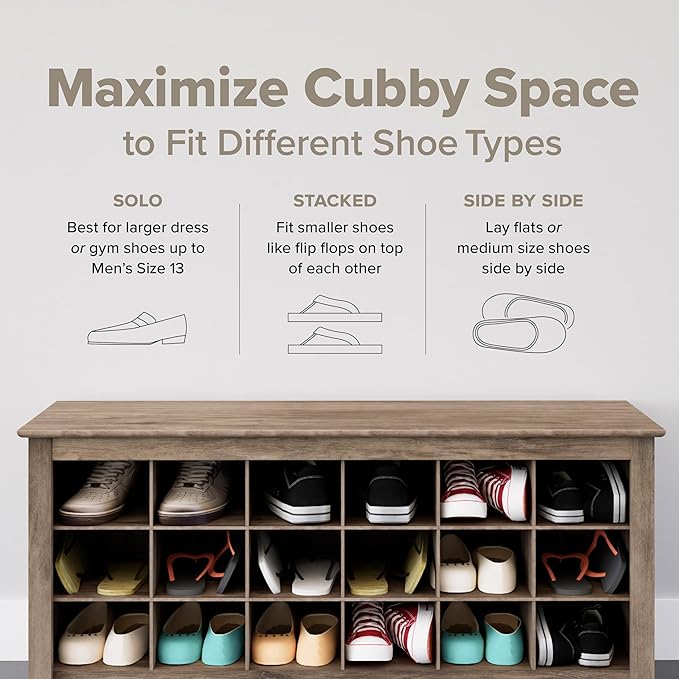 Prepac White Tall Storage Cabinet, Shoe Cabinet, Entryway Furniture with 36 Shoe Cubbies 13"D x 23.5" W x 72.5" H