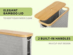 StorageWorks Toilet Paper Storage with Bamboo Lid, Toilet Paper Holder Basket for Up to 9 Mega or 12 Regular Size Rolls, Medium Paper Storage Baskets for Bathroom, Grey, 1 Pack