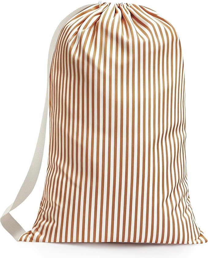 College Laundry Bag 29"×18", Waterproof Dirty Clothes Bag with Handles & Locking Drawstring, Large Capacity Laundry Backpack for Dorm, Laundromat, Apartment, Travel & Camping (coffee)