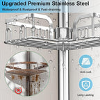 Corner Shower Caddy Tension Pole 4 Tier Adjustable Stainless Steel Shower Shelf for Inside Shower Bathtub Shampoo,Standing Bathroom Organizer Shelves with 39 to 113 inch Height