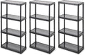 Gracious Living 4 Shelf Fixed Height Solid Light Duty Storage Unit 12 x 24 x 48 for Home, Garage, Basement, & Laundry, Black (3 Pack)