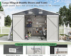 AMERLIFE 10x12x7 FT Outdoor Storage Shed with 2 Transparent Panels, Metal Garden Shed with Hinged Double Doors, 2 Windows & 4 Vents, Reinforced Steel Frame for Backyard, Garden, Dark Gray