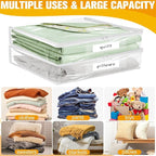 Kikerike Plastic Storage Bags with Easy-Glide Zipper, Pack of 8, Durable Clear Vinyl Zippered Storage Bags for Clothes Sweaters Comforters Blankets Sheets Bedding (23.6 x 16.9 x 13.8 Inch)