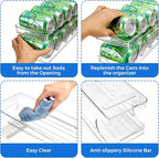 2 Pack Rolling Soda Can Organizer for Refrigerator Can Dispenser for Fridge Beer Soda Seltzer Pop Can Soda Organizer for Fridge 10 Standard Size 11.15oz 12oz 330ML 355ML Cans Holder Storage