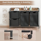 Laundry Sorter with 4 Sections, Laundry Hamper with Wheels, Laundry Basket with Small Side Pockets and Pull-Out Removable Liners,for Laundry Room Bedroom Bathroom (150L)