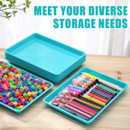 Maitys 15 Pcs Flat Plastic Trays 16.1 x 11.8'' Sensory Storage Tray Paper Stackable Classroom Bins for Office Home Organizer Arts and Crafts Supplies(Mint Green)