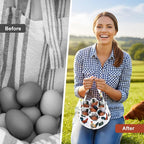 Egg Collecting Basket, Canvas Egg Basket for Gathering with 7 Pouches for Chicken, Duck, Goose, Bird, Various Poultry Collection (Grass-nest chicken)