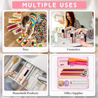 Maitys 12 Pcs Clear Drawer Organizer 9 x 3 x 2 Inches Plastic Rectangle Trays Makeup Vanity Storage Bins and Kitchen Drawers Dividers for Office Desk Silverware Kitchen Utensils(Pink)