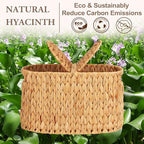 FairyHaus Wicker Toilet Paper Storage Basket with Lid & Handles, 6 Rolls Handwoven Toilet Paper Holder with Storage, Natural Water Hyacinth Toilet Paper Holder Stand Basket for Bathroom