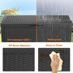 120 Gallon Deck Box,Resin Outdoor Storage Box with Lockable for Patio Furniture, Pool Accessories, Garden Tools Waterproof Outside Storage Box, Black
