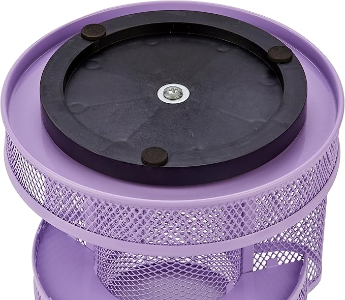 Annova Mesh Desk Organizer Rotate with 5 Compartments Round Spinning Tidy Candy/Pen Holder Desk Accessories Office, Art Supply, Storage, Classroom, Home (Light Purple)