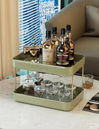 Countertop Coffee Station Organizer | 2-Tier Whisky Glass Tray, Mug Drying Shelf with Removable Drain Tray - Easy to Install, Clean - Spice Rack for Kitchen, Bathroom Counter Organzier