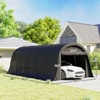 Outsunny 12' x 23.6' Heavy Duty Carport, Portable Garage Car Canopy Tent with UPF50+ Sun Protection, Galvanized Frame, Large Roll-Up Door for Cars, Trucks, Boats, Motorcycle, Bike, Dark Gray