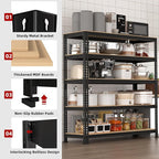 5-Shelf Heavy Duty Shelving - Adjustable Garage Storage Shelves, Metal Utility Storage Racks for Warehouse Pantry Basement Kitchen, Garage Organizers Shef Unit, Black, Packs of 2