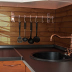 Dseap Pot Rack - Pots and Pans Hanging Rack Rail with 8 Hooks, Double Bars, Pot Hangers for Kitchen, Wall Mounted, Antique Copper