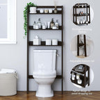 UTEX Over The Toilet Storage, 3-Tier Bathroom Shelves Over Toilet, Behind Toilet Bathroom Organizer (Espresso)