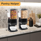 Cereal Dispenser Countertop Black 2 Pack, Dry Food Dispenser with Bowls Spoons Cutlery Box, 3.2L Cereal Containers Storage Food Dispenser, for Pantry Kitchen Organization Oatmeal Nut Granola
